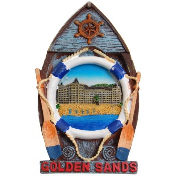 Декоративна релефна фигурка с магнит - лодка - Златни пясъци