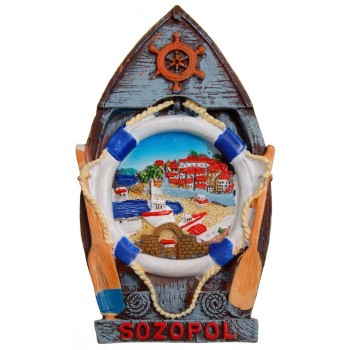 Декоративна релефна фигурка с магнит - лодка - Созопол