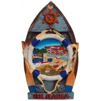 Декоративна релефна фигурка с магнит - лодка - морски пейзаж
