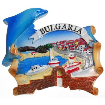 Декоративна магнитна фигурка с делфин - морски пейзаж