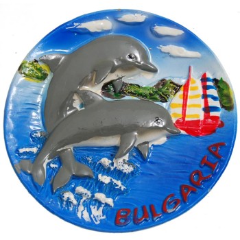 Декоративна релефна фигурка с магнит - два делфина