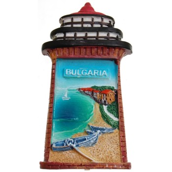 Декоративна фигурка с магнит - фар с морски бряг и надпис България