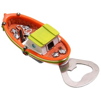 Сувенирна фигурка рибарска лодка с магнит и отварачка - 9см х 4см