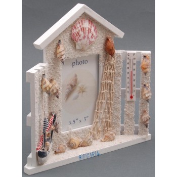 Декоративна дървена рамка за снимка във формата на къща, декорирана с морски мотиви