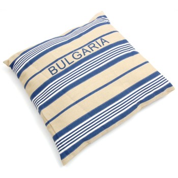 Декоративна възглавничка  - раирана в синьо, бежаво и бяло