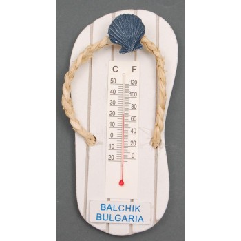 Сувенирна фигурка - джапанка за окачване с термометър, декорирана с мида