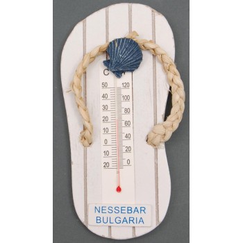 Сувенирна фигурка - джапанка за окачване с термометър, декорирана с мида