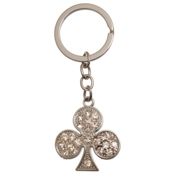 Сувенирен метален ключодържател - символ, декориран с бели камъни