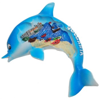 Декоративна фигурка с магнит - делфин - морски пейзаж