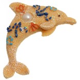Декоративна фигурка с магнит - делфин, декориран с камъни и перла