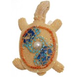 Декоративна фигурка с магнит - костенурка, декорирана с камъни и перла