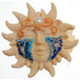 Декоративна фигурка с магнит - слънце, декорирано с камъни и перла
