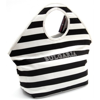 Лятна чанта текстил - раирана - черно и бяло