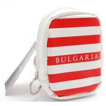 Плажно портмоне за ръка - раирано - червено и бяло