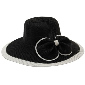 Красива дамска шапка с голяма периферия - черна