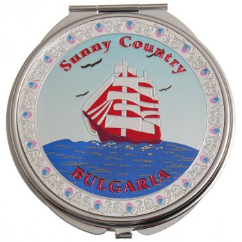 Сувенирно джобно огледало метал с капаче - кораб и надпис България