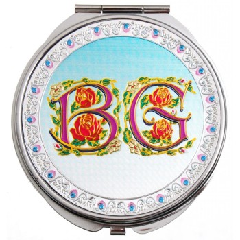 Сувенирно джобно огледало метал с капаче с декорирация - с надпис BG