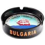 Сувенирен керамичен пепелник с лазарна графика - платноход и надпис България