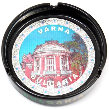 Сувенирен керамичен пепелник с лазарна графика на Варненската опера