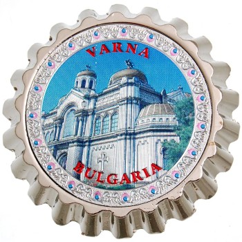 Сувенирна метална отварачка с магнит - капачка - катедрала Варна