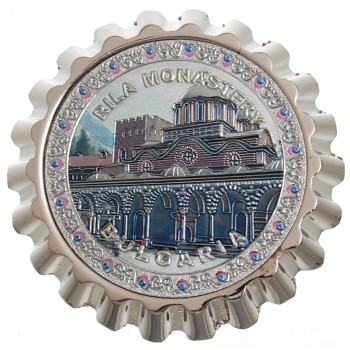 Сувенирна метална отварачка с магнит - капачка - Рилски манастир