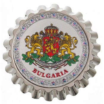 Сувенирна метална отварачка с магнит - капачка - Герб на Ребулика България
