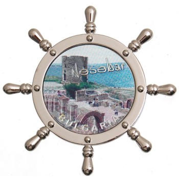 Сувенирна фигурка метален рул с магнит графика - Несебър