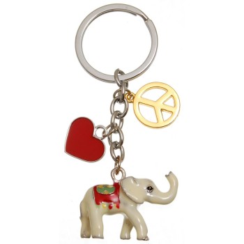 Сувенирен метален ключодържател - слон с цветно седло