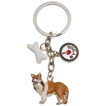 Сувенирен метален ключодържател - куче - коли, кокал и метална плочка
