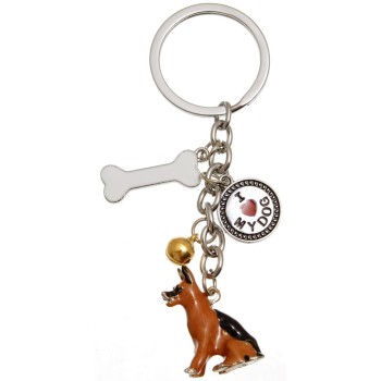 Сувенирен метален ключодържател - куче, кокал и метална плочка