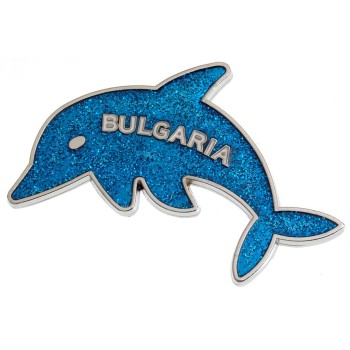 Декоративна магнитна фигурка - син делфин с надпис България