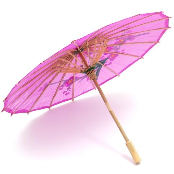 Сувенирно чадърче за слънце от бамбук и импрегниран плат с цветен принт - 40см