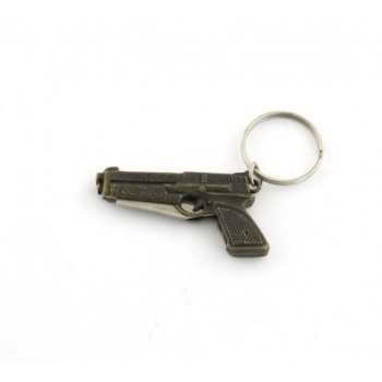 Метален ключодържател във форма на пистолет със сгъваемо джобно ножче