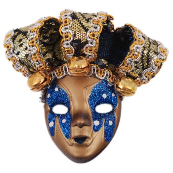 Декоративна фигурка маска с магнит, изработена от порцелан, текстил и естествени материали