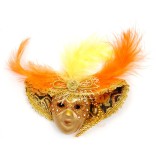 Декоративна фигурка маска за окачване, изработена от порцелан, текстил и естествени материали