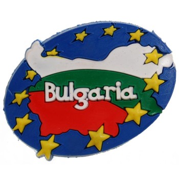 Декоративна гумена фигурка с магнит - границите на република България със знамето на европейски съюз