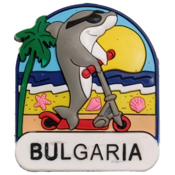 Декоративна гумена фигурка с магнит - делфин и надпис България