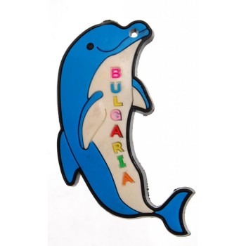 Декоративна гумена фигурка с магнит - делфин с надпис България