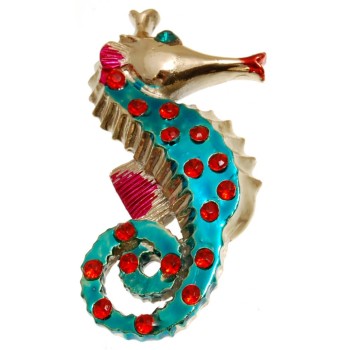Сувенирна фигурка с магнит - морско конче, декорирано с цветни камъни