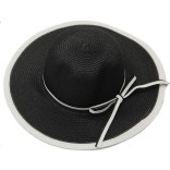 Красива дамска плетена шапка с периферия - черна