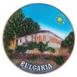 Сувенирна релефна чиния - старинна къща и надпис България