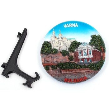 Сувенирна релефна чиния от порцелан - забележителности от Варна