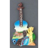 Декоративна фигурка китара с магнит и синьо око за късмет - вятърната мелница с провлака в Несебър
