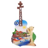 Декоративна фигурка китара с магнит и синьо око за късмет - пристан с лодки