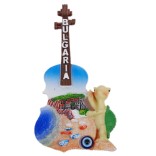 Декоративна фигурка китара с магнит и синьо око за късмет - пясъчна ивица с лодки