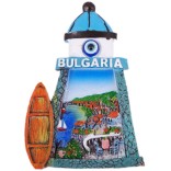 Декоративна фигурка с магнит и синьо око - фар - лятна тераса с изглед към морето