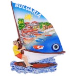 Декоративна фигурка с магнит и синьо око - сърф - пристан с лодки