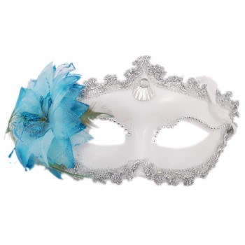 Декоративна стилна маска - тип домино с връзки и цвете