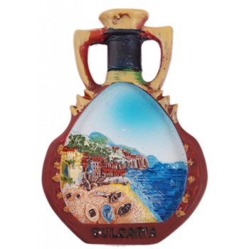 Декоративна фигурка с магнит - ваза - морски бряг с къщи в далечината