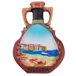 Декоративна фигурка с магнит - ваза - морски пейзаж с лодки и къщи в далечината